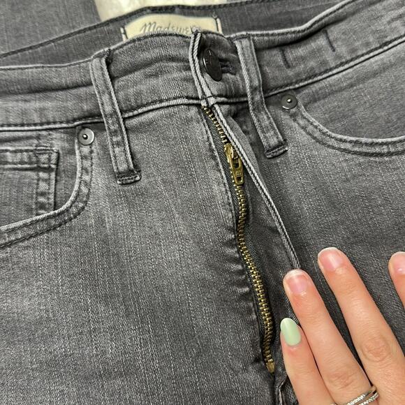 Madewell Stovepipe Black Charcoal Wash Jean Raw Hem Denim High Rise Bottoms - Picture 5 of 14